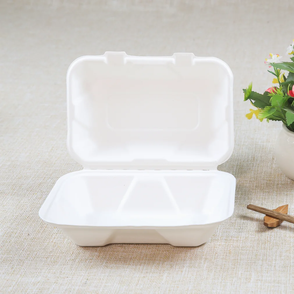 BIOHB10-1 Caserola meniu mic Bio cu capac din trestie de zahar, 230*155*76 mm 50/set - imagine 1