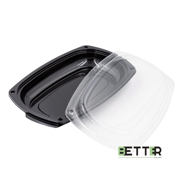 Platou oval negru cu capac 295*190*40mm 50/set