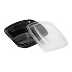 Caserola patrata neagra + capac transparent 1000cc 50/set - imagine 3