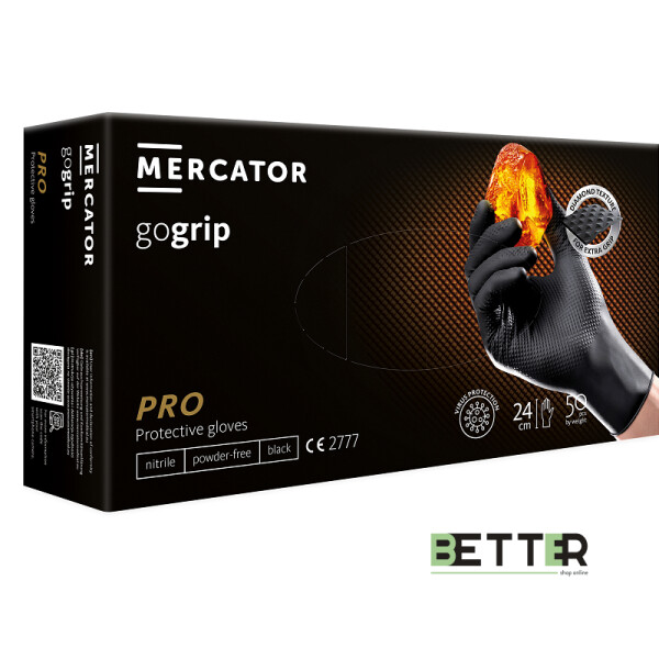 Manusi nitril NEGRE GOGRIP PRO nepudrate L 50/cutie